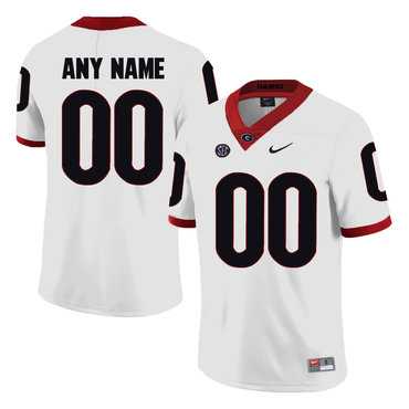 Mens Georgia Bulldogs White Customized College Football Jersey